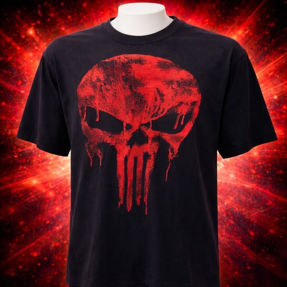 Vtg Y2k Marvel Comics Mad Engine Marvel Punisher Seeing Red Shirt L
